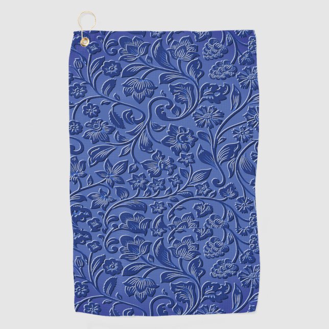 Blue Floral Golf Towel (Front)