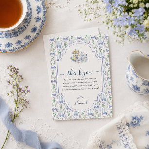 Blue Floral Grandmacore Tea Party Thank You Card