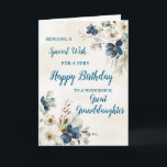 Blue Floral Great Granddaughter Birthday Card<br><div class="desc">A beautiful card for your great granddaughter on her birthday with elegant navy blue and cream watercolor flowers.</div>
