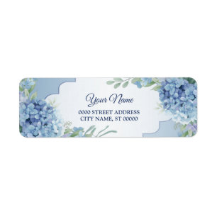 Blue Floral Green Leaves Wedding Return Address