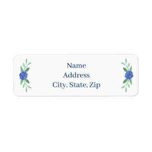Blue Floral Greenery Foliage Address Labels