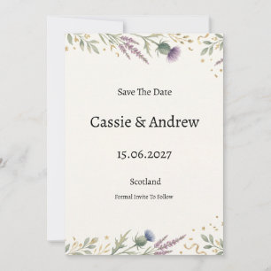 Blue Floral Greenery Wedding Save The Date