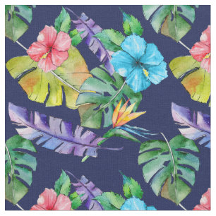 Blue Floral Hawaiian Fabric