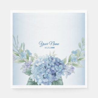 Blue Floral Herbal Dusty Vintage Wedding Party Napkin