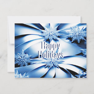 Blue Floral Holiday Christmas Postcard