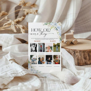 Blue Floral How Old Were They Baby Shower Game