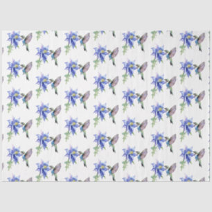 Blue Floral Hummingbird Wildflower  Tissue Paper