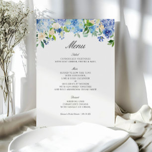 Blue Floral Hydrangea Bridal Shower Menu
