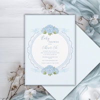 Blue Floral Hydrangea Elegant Baby Shower 