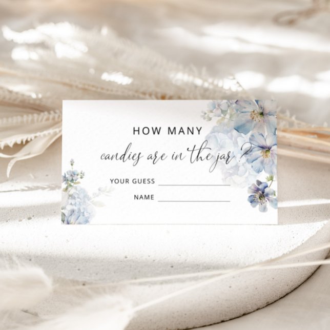 Blue floral Hydrangea guess how many candies Enclosure Card (Creator Uploaded)