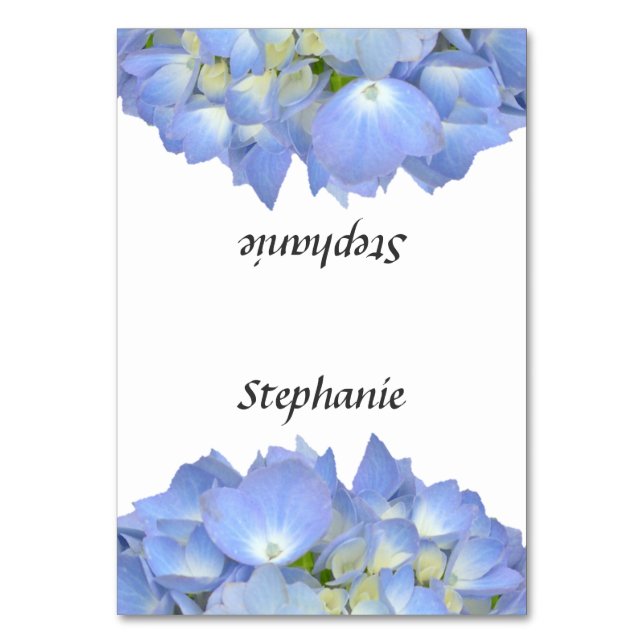 Blue Floral Hydrangea Nom Modèle Place Cartes (Par défaut)