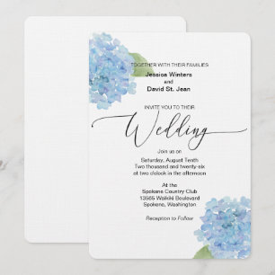 Blue Floral Hydrangea Wedding Invitation design
