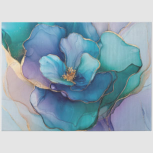 Blue Floral in Alcohol Ink Series Design #10 Tissue Paper