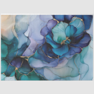 Blue Floral in Alcohol Ink Series Design #9 Tissue Paper