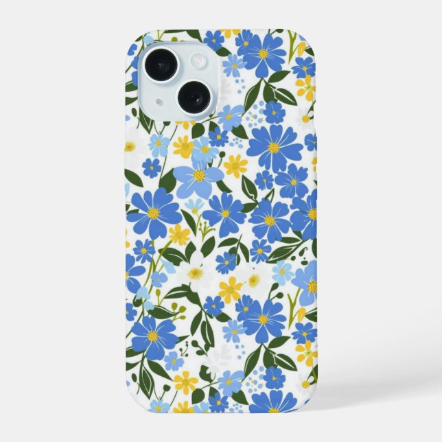Blue Floral iPhone Case (Back)
