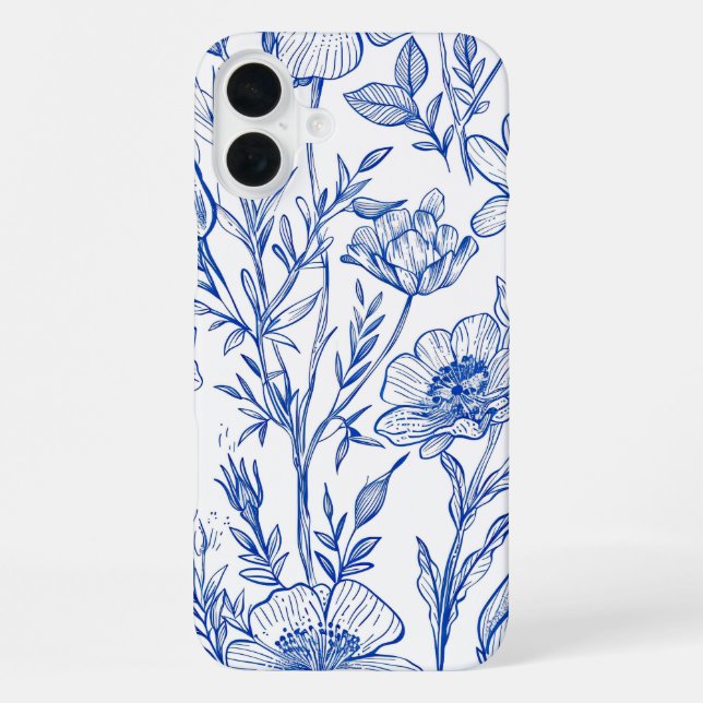 Blue Floral iPhone Case (Back)