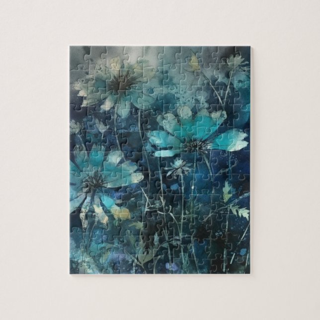 Blue Floral Jigsaw Puzzle (Vertical)