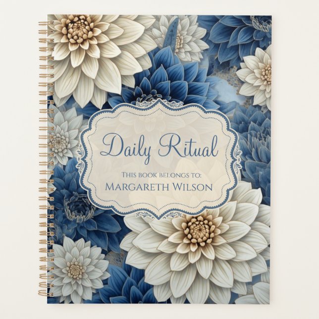Blue Floral Journal Planner Notebook (Front)