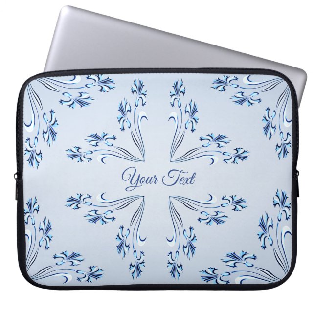 Blue Floral Laptop Sleeve (Front)