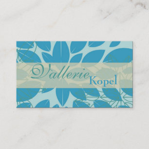 Blue Floral Leaf Foliage Interior Business Card