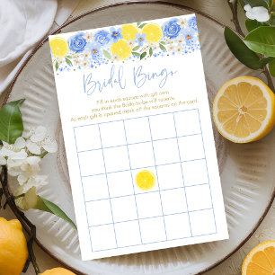 Blue Floral Lemon Bridal Shower Bingo Game