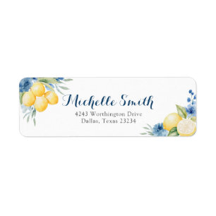 Blue floral Lemon Main Squeeze Bridal Address