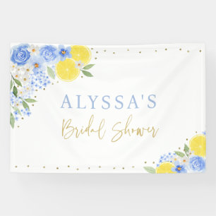 Blue Floral Lemon Main Squeeze Bridal Shower Banner