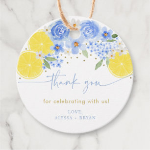 Blue Floral Lemon Main Squeeze Bridal Shower Favour Tags