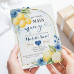 Blue floral Lemon Main Squeeze Bridal shower Invitation<br><div class="desc">Blue floral Lemon Main Squeeze Bridal shower Invitation</div>