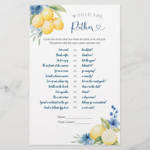 Blue Floral Lemon Main Squeeze Would She Rather