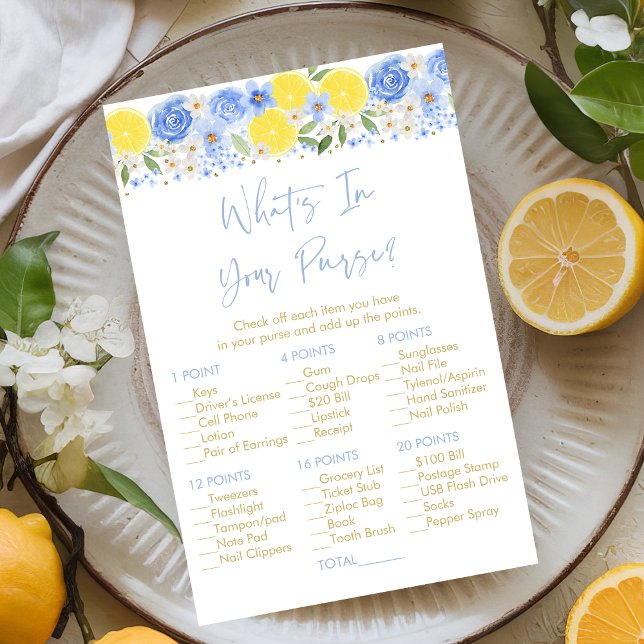 Blue Floral Lemon What's In your Purse Game (Creator Uploaded)