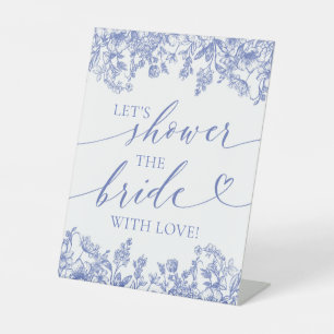 Blue Floral Let's Shower The Bride With Love Sign