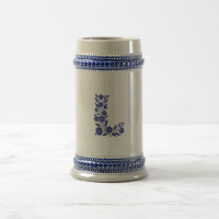 Blue Floral Letter L Monogram Art Mug