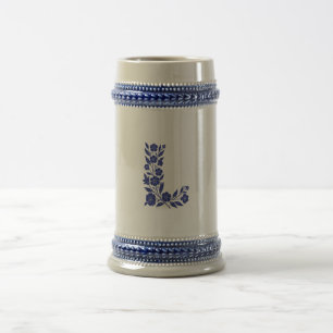 Blue Floral Letter L Monogram Art Mug