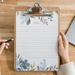 Blue Floral Lined Notes Notepad<br><div class="desc">Custom lined notepad featuring elegant blue floral borders on high-quality wide ruled paper. Includes 40 pages of tear-away paper with cardboard backing for sturdy writing.</div>