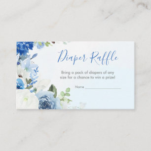 Blue Floral Little Peanut Diaper Raffle Enclosure Card