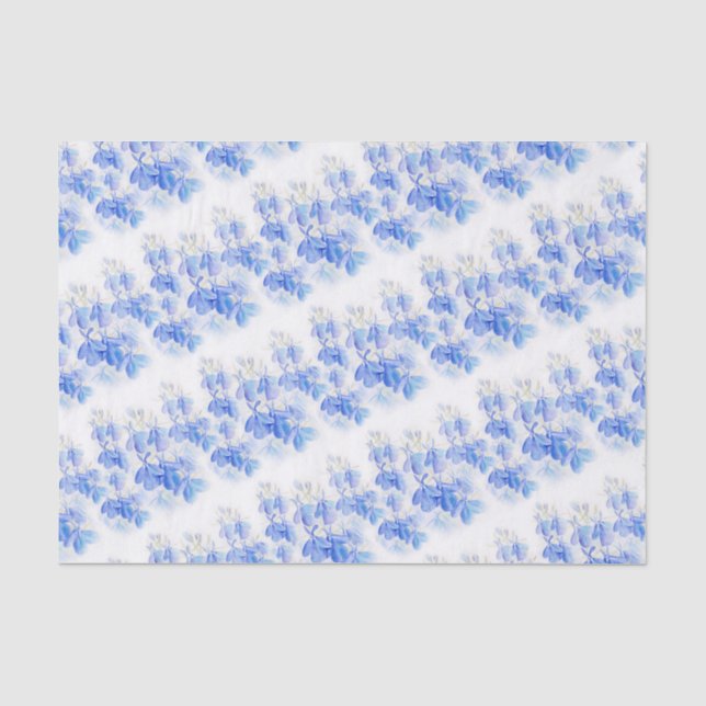 Blue floral lobelia watercolor art tissue paper (Front)