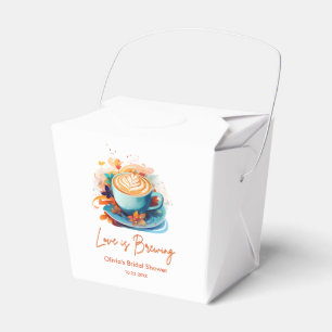 Blue Floral Love is Brewing Coffee Bridal Shower  Favor Box