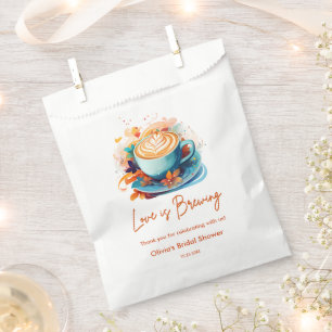 Blue Floral Love is Brewing Coffee Bridal Shower  Favour Bag