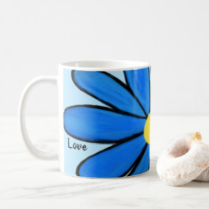 Blue Floral Love Personalized Blue Mugs