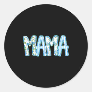 Blue floral mama cute mom grandma gift for mothers classic round sticker
