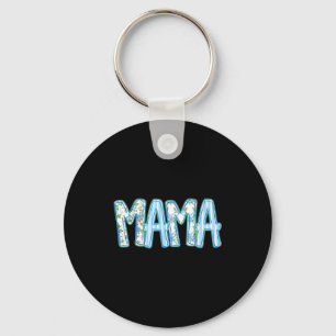 Blue floral mama cute mom grandma gift for mothers keychain