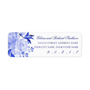 Blue Floral Mariage Adresse de retour