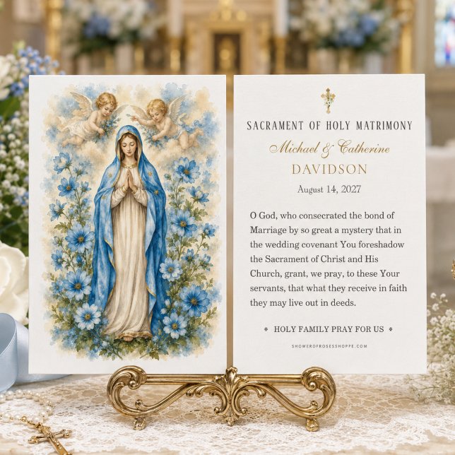 Blue Floral Mary Catholic Wedding Prayer  (Creator Uploaded)