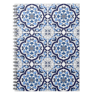  Blue Floral Mediterranean Sicilian Tile Notebook