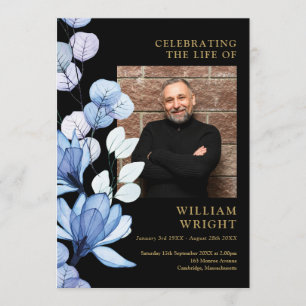 Blue Floral Memorial Funeral Order Of Service Program