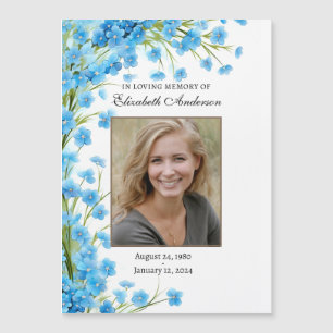 Blue Floral Memorial Funeral Sympathy 