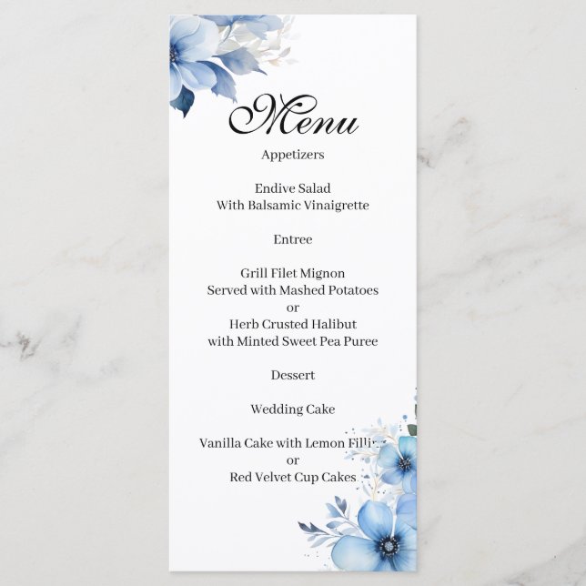 Blue floral Menu (Devant)