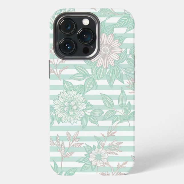 Blue Floral Minimalist iPhone Case (Back)
