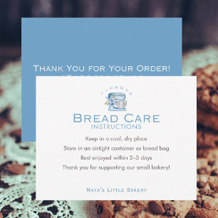 Blue Floral Mixer Bread Care Instructions Thank You Card